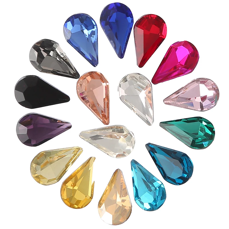 

Teardrop Shape Point Back Glass Crystal Fancy Stone Diamond For Garment Loose Beads Factory Direct Glass Crystal Diamond Stone, Colors
