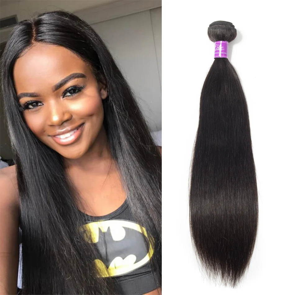 Grade 10A 100 Percent Human Hair Weave Natural Color 16 18 20 inch Straight Human Hair with 4x4 Lace Frontal Closure