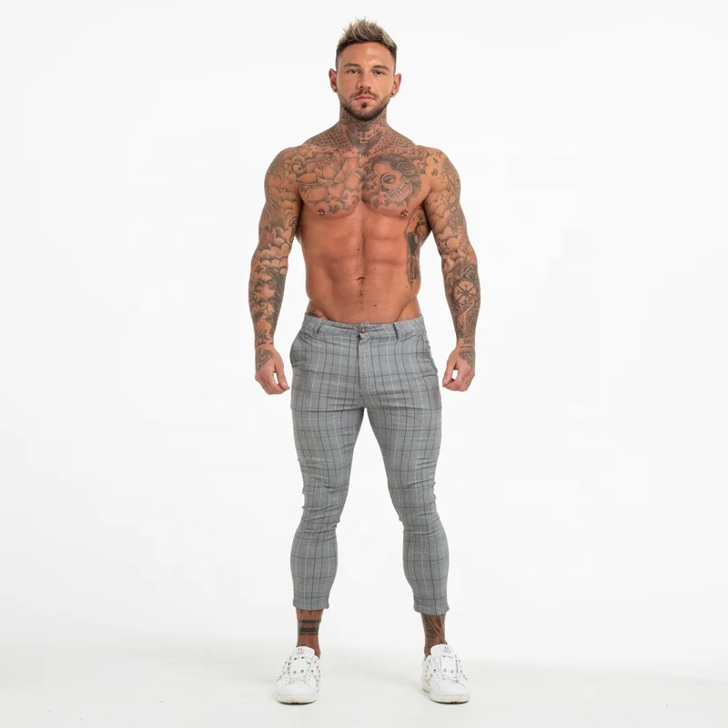 

Wholesale High Quality Latest Mens British Style Slim Fit Pants Check Trousers Men