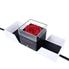 Factory direct double open ribbon acrylic flower storage box eternal flower black and white rose gift box