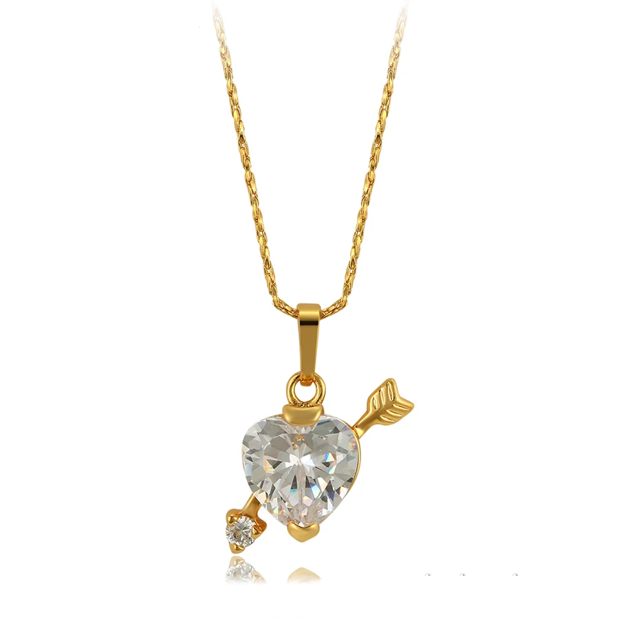 

45560 xuping fashion 24K gold color jewelry Synthetic CZ heart shaped pendent necklace jewelry, fashionable jewelry