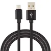 1.8m 6feet customized black Nylon Braided zinc alloy free laser logo fast Charging Data Transferring micro Usb Cable