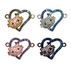 2019 Wholesale jewelry parts products micro pave brass copper spacer CZ beads bracelet heart charm