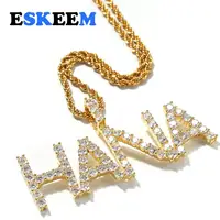 

Iced Out CZ lnitial Necklace Custom Diamond Tennis Letter Name Plate Pendant