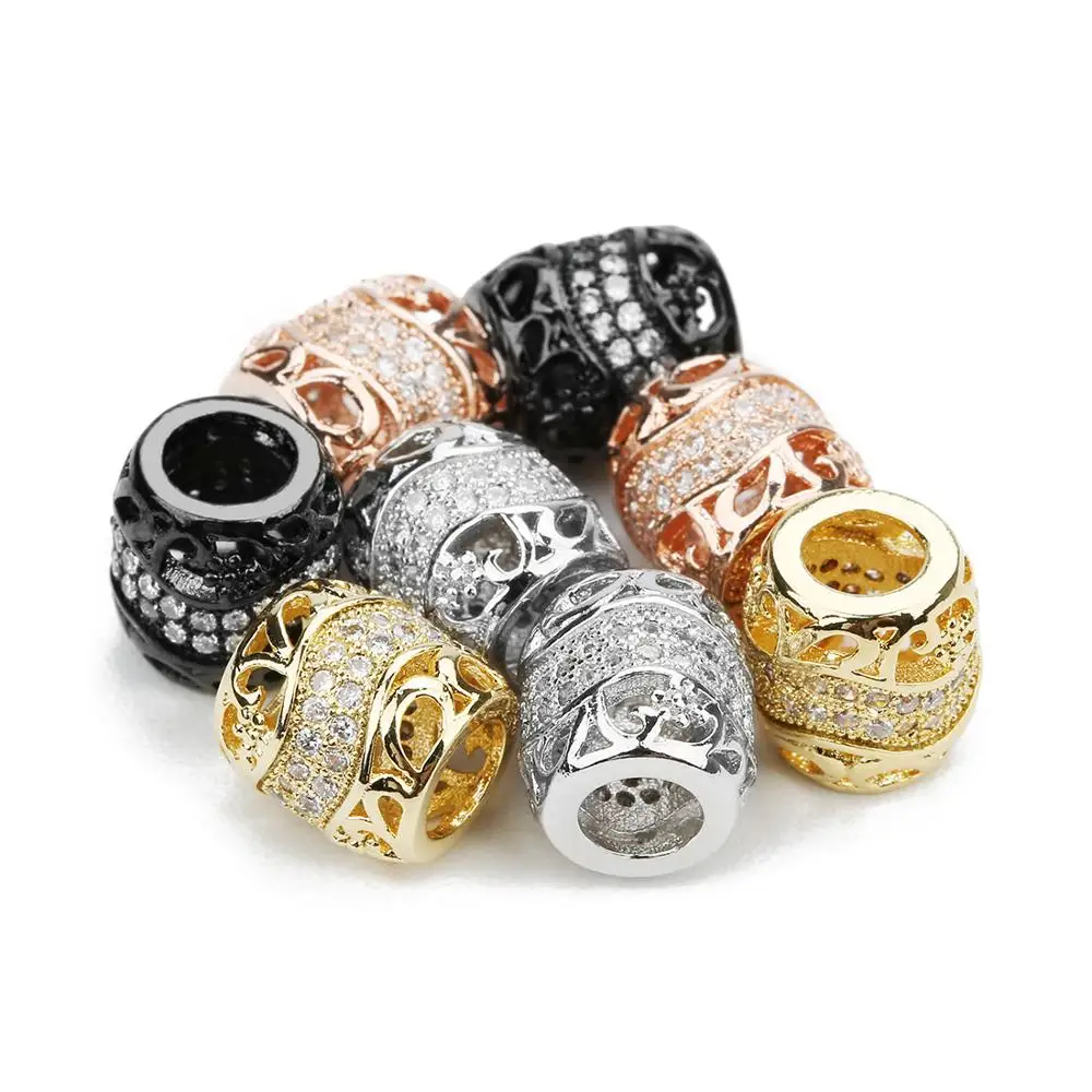 

Free shipping copper zircon plated gold wave shaped beads large hole bead for jewelry making, Gold;gunblack;rose gold;platinum