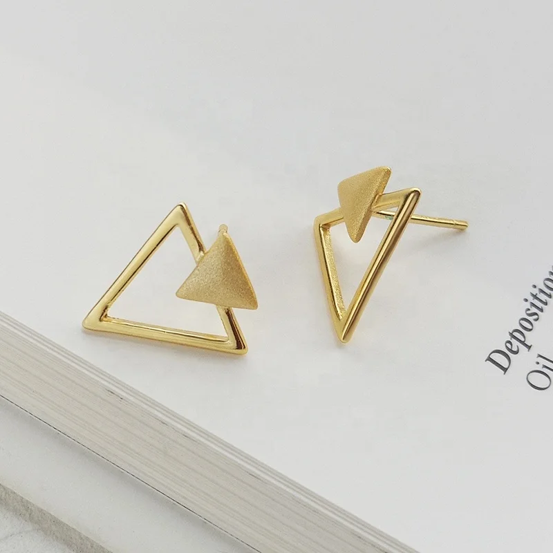 

E615 Vogue Fashion Geometric Earrings Silver 925 Jewelry Triangle Earrings