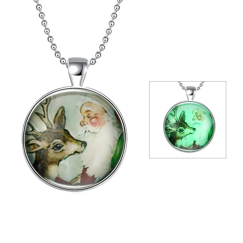 

Amazon Top sale Cute sika deer necklace Christmas moon light necklace, Silver or rose gold or gold