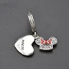 Best gifts CZ micro setting with cubic zircon 925 Sterling silver Love Minnie charms