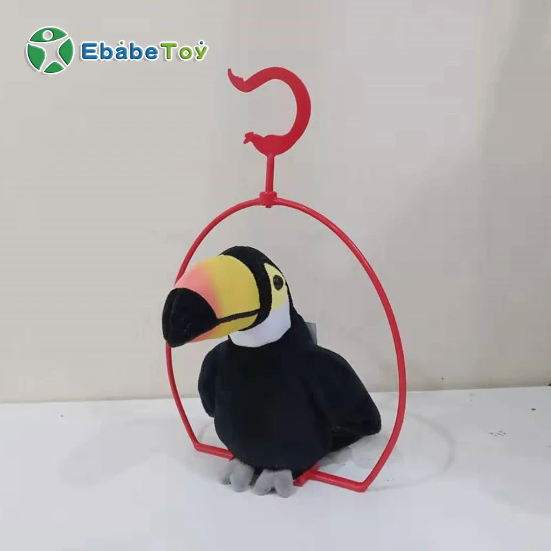 
Custom Plush Soft Kids Gift Electric Green Parrot Voice Recorder Repeating Stuffed Bird Animal Talking Parrot Plush Toy 