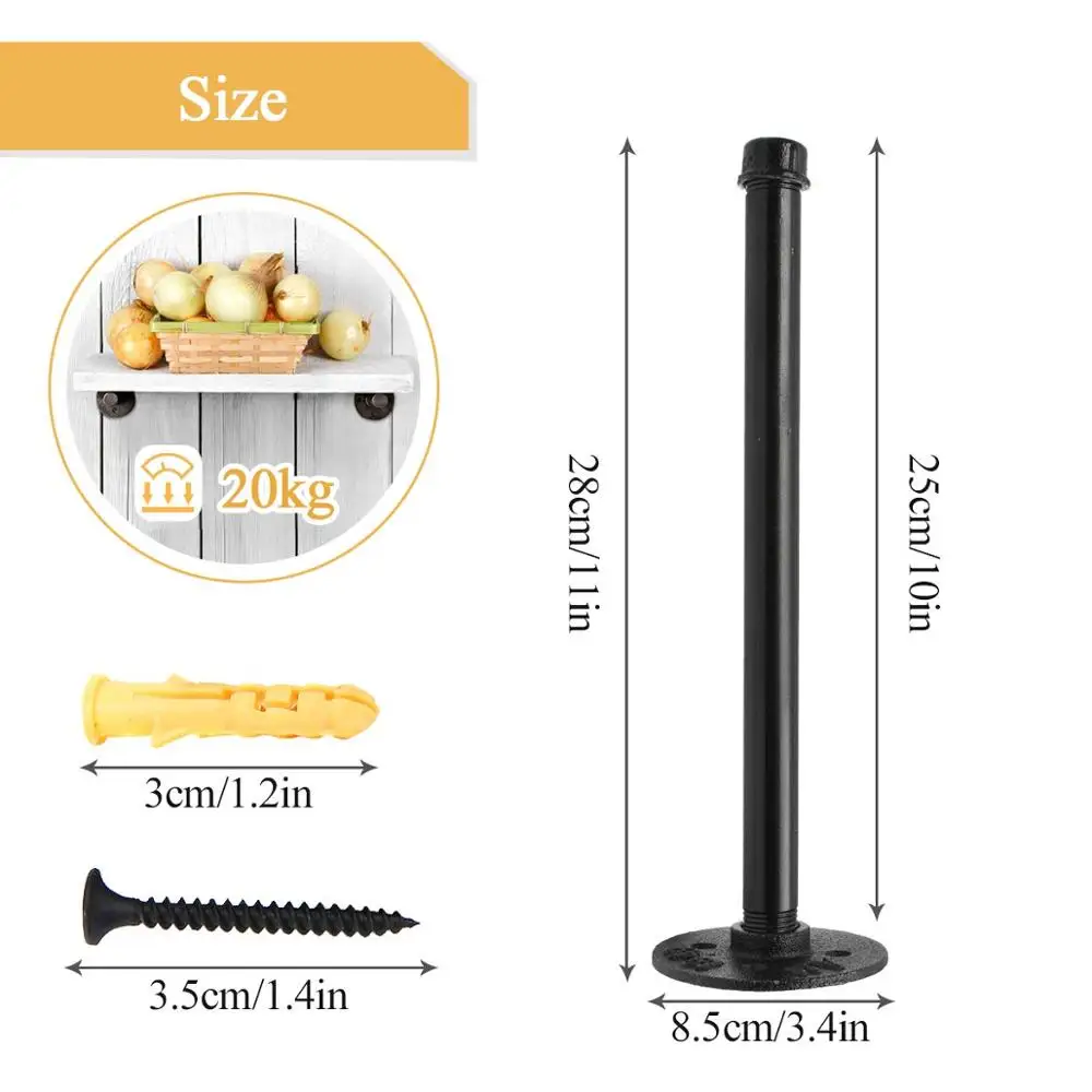 
6pcs Rustic Pipe Decor Industrial DIY Pipe Shelf Bracket for Wood Floating Shelf 