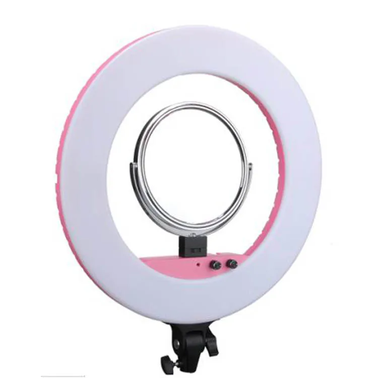 

LR-480AK 48W 3200-5800K Led circle ring light kit with phone holder and mirror, Pink/white/black