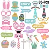 YWLL 35pcs Easter Decoration Party Decoration Eggs Bunny Holiday Easter Photoprops Greetings Happy Easter Photo Booth Props