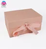 Custom Logo Luxury Cardboard Magnetic Folding Gift Box With Ribbon Closure