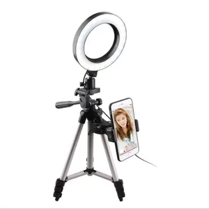 Table desktop selfie rechargeable led circle makeup beauty ring light with tripod stand