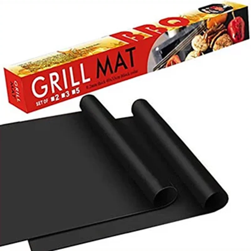 

Free Simple LFGB 0.4mm anti-adhesive and smooth surface ptfe Barbecue grill mat set of 2, Beige;brown or black