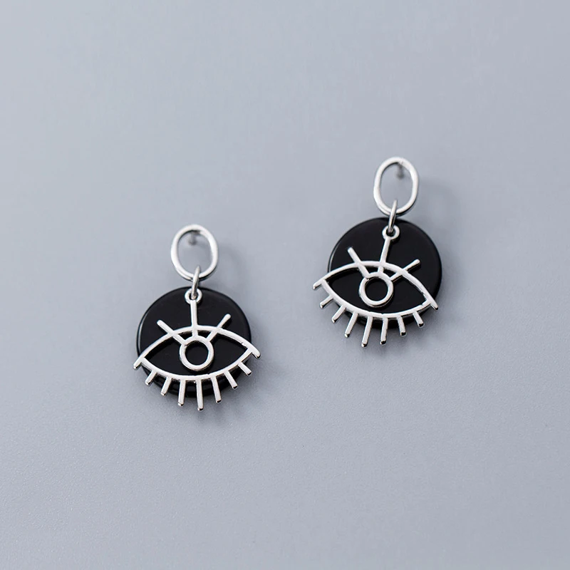 

Wholesale New Women Jewelry Sterling 925 Silver Black Eyes Stud Earrings