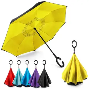 Image of Hot Selling Amazon New Innovative Products Double Layer Upside Down Inverted Reverse Umbrella