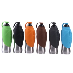 Image of Hot sale cover turning outdoor sport portable dog water bottle for walking