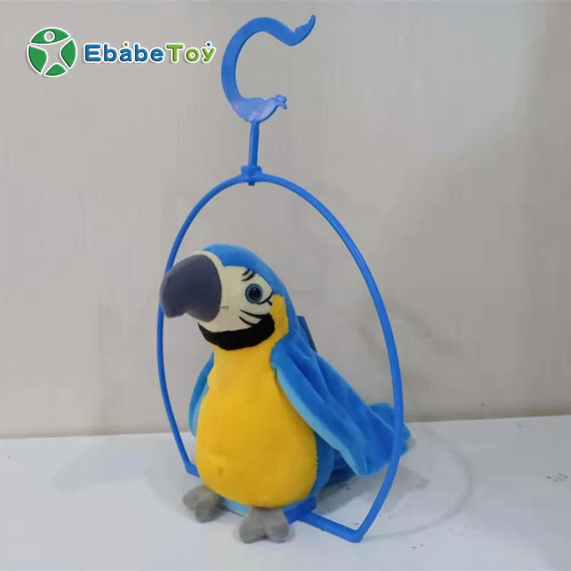 
Custom Plush Soft Kids Gift Electric Green Parrot Voice Recorder Repeating Stuffed Bird Animal Talking Parrot Plush Toy 