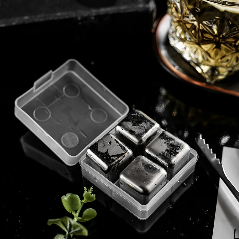 

Reusable Bar Accessories Wine Chiller Stainless Steel Whiskey Stones Ice Cube, Natural