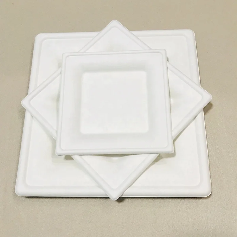 
100% Biodegradable Sugarcane Fiber Baggasse square plate 