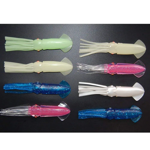 

8pcs/Bag 18cm Fishing Soft Lure Octopus Bait Luminous Mixed Color Squid Fish Lure, Mixed colors