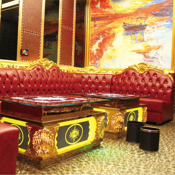 
OE-FASHION Customized Luxury new classic black leather sofa used night club furniture 