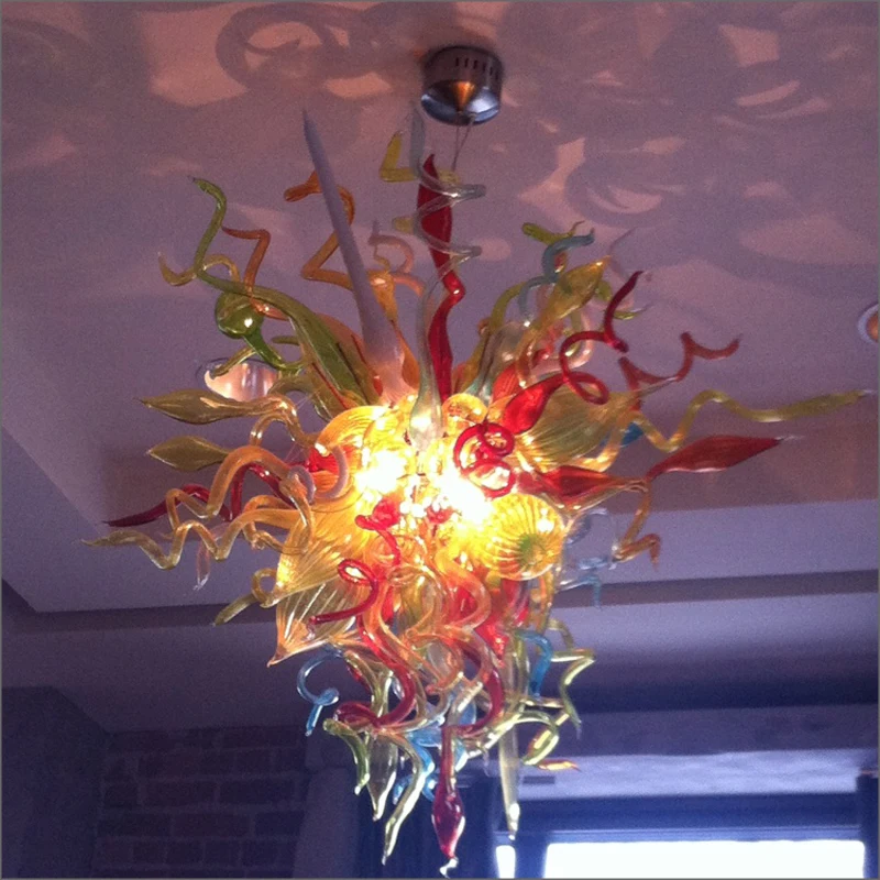 Newest Hot Sale Art Deco Hand Blown Glass LED Chandelier Lighting Big Size Fashion Multi Color Murano Glass Large Chandelier