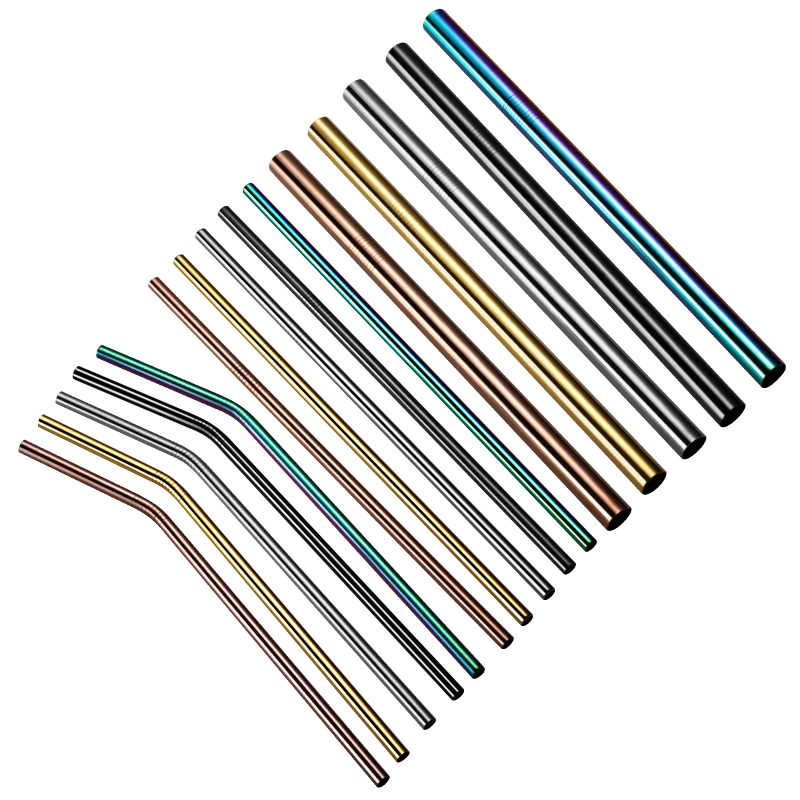

Hot Sale Bar Accessories Colorful Drinking Straw Metal Straw Bubble Tea Straw