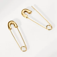 

Hypoallergenic Stainless Steel Safety Pin Earrings, Minimalist Fashionable Gold Hoop Earrings
