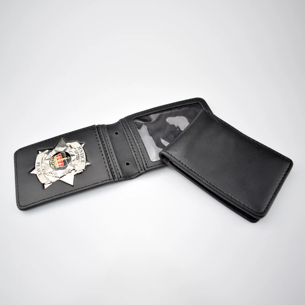 

Custom Logo Badge Holder Money Wallet Leather Wallet With Badge leather