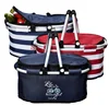 Cheap wholesale mini handle canvas mesh bicycle cooler shopping picnic baskets with aluminum frame