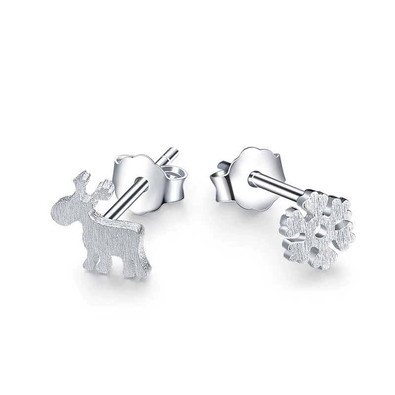 

Wholesale International Standard 925 Silver Hypoallergenic Jewelry Cute Animal Fawn Snowflake Stud Earrings kids
