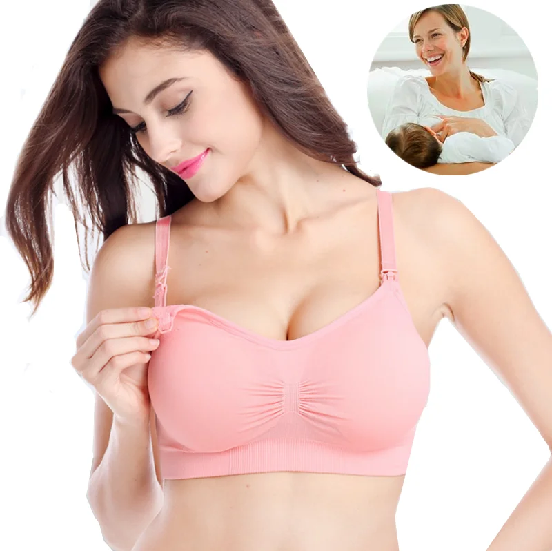 

Amazon Hot Selling Soft Removable Straps Seamless Maternity Nursing Bra For Pregnant and Postpartum