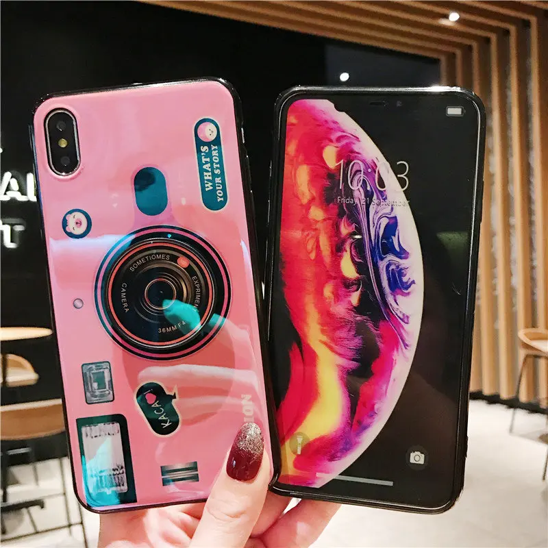 

Hot Selling Soft TPU IMD Camera Pattern Cell Phone Stand Case for samsung J4 J6 plus note 8 9 A7 A9 2018