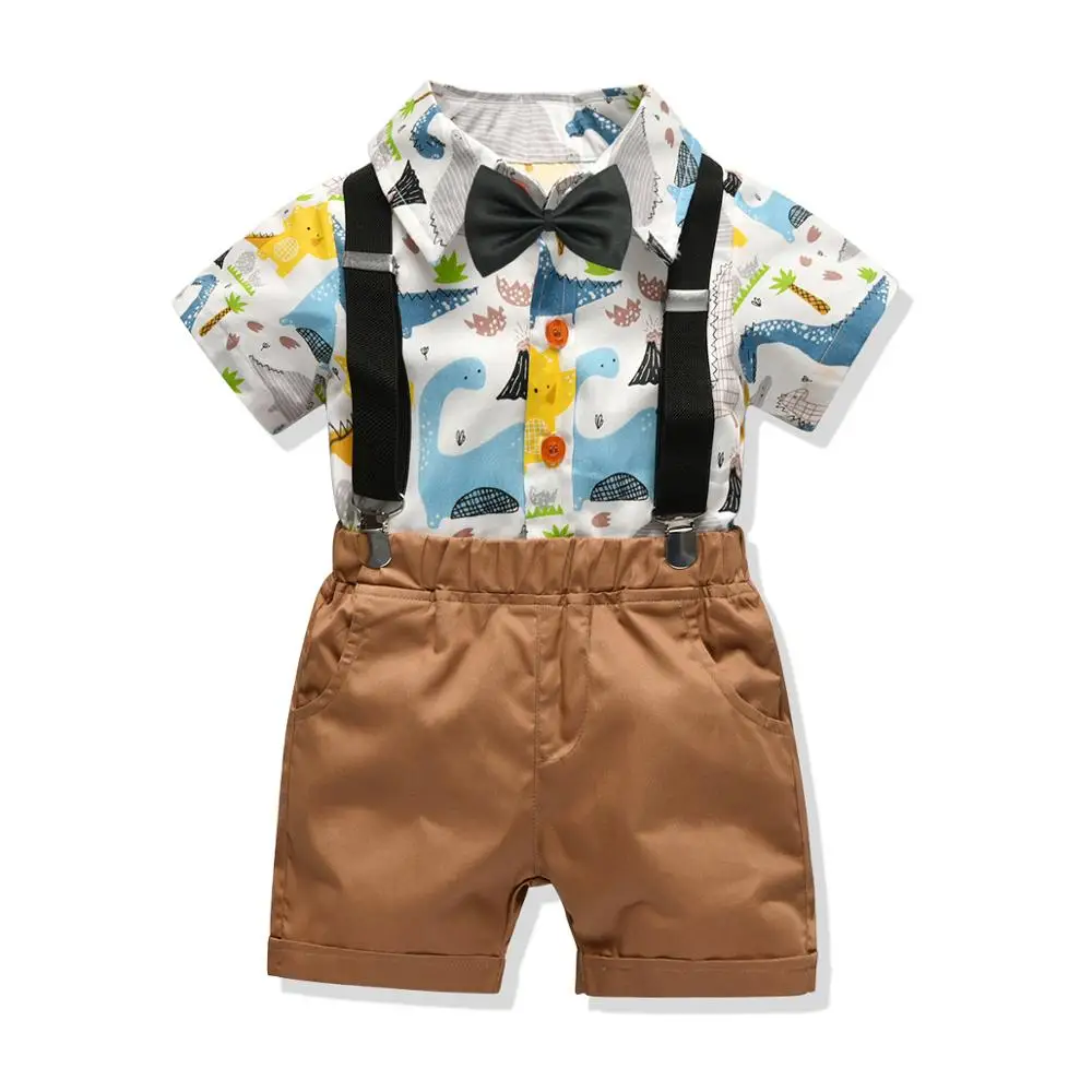 

Gentleman Summer Bow Tie Cotton boy outfits cute print kids wholesale boutique style clothing, As picture