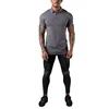 Newest Mens Athletic Compression Sweat Suits Contrast Black Down Sleeves Men Muscle Fit Gym Polo T Shirt