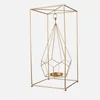 Nordic rectangle metal frame with wire geometry gold votive tealight candle holder lantern for home decor