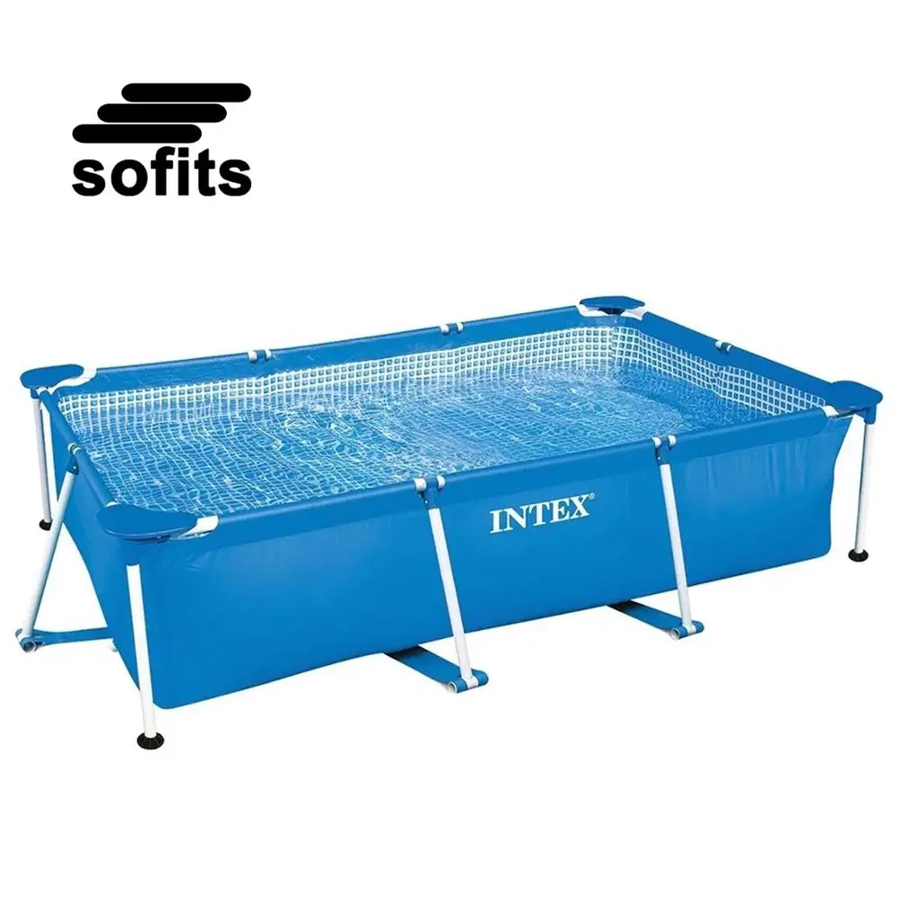 

Original Intex 28270 above ground frame pool 220cm*150cm*60cm ultra metal frame pool quality family rectangular swimming pool, As picture