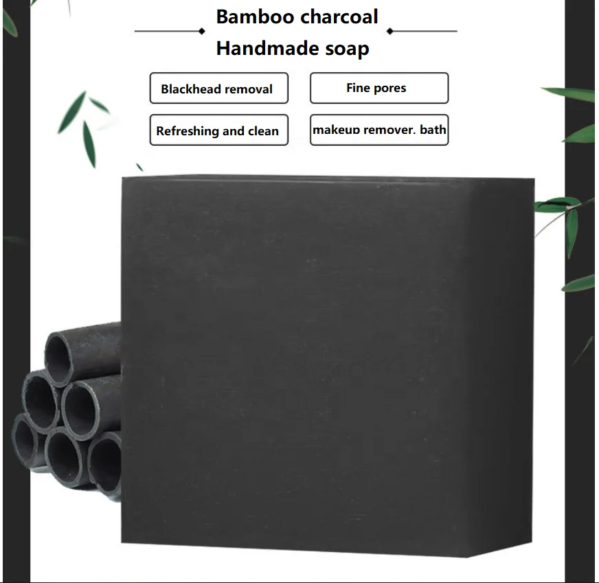 
Private label Handmade Organic Black Bamboo Charcoal Soap for Woman Man Cleaning 