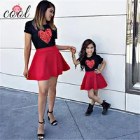 

2020 fashion mother and daughter matching clothes set with Heart Sequins