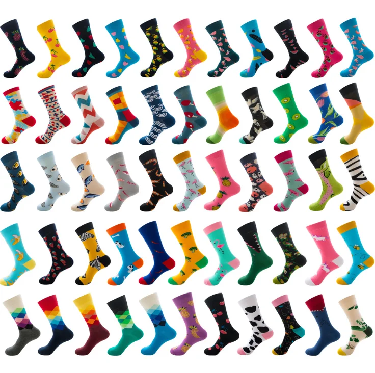

Unisex men crew funny socks Cotton Casual Animals fruit Stripes polka dot design socks, Picture