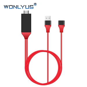 3 in 1 USB to HDMI Adapter Cable,1080P to HDTV Cord with USB Charging,Compatible with iOS/Micro USB/Type C Cellphone Tablet