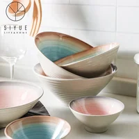 

Creative Ceramic Thread Ramen Bowl Family Bucket Soup Bowl