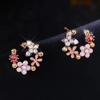 

Fashion Jewelry Shining Crystal Round Circle Stud Earrings For Women Colorful Flower Earrings Party Wedding Jewelry Gift