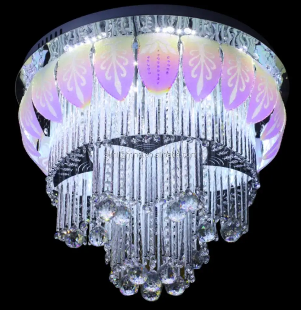 2017 Newest design hot sell modern crystal chandelier lighting lamp with mp3 bluetooth and remote, factoy cheap price