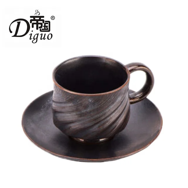 

Diguo150ml Brown Color Ceramic Coffee Tea Cup with Saucer