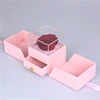 Factory direct double open fan with eternal rose drawer acrylic packaging box lover flower gift box 8.6*9.1*10cm