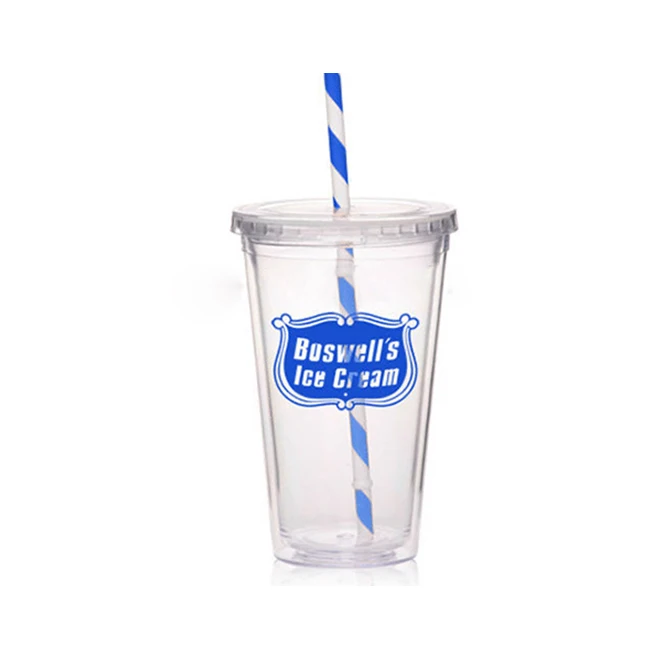 
Brand new plastic 16oz tumbler double wall acrylic cup with lid 