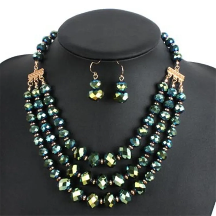 

Manufacturer wholesale customizationt The Latest Crystal Fashion necklace crystal statement necklace set For Woman